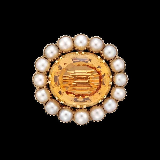 A Georgian Topaz And Pearl Cluster Brooch