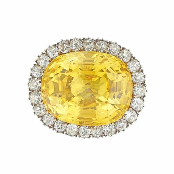 An Important Yellow Sapphire And Diamond Cluster Brooch/Ring