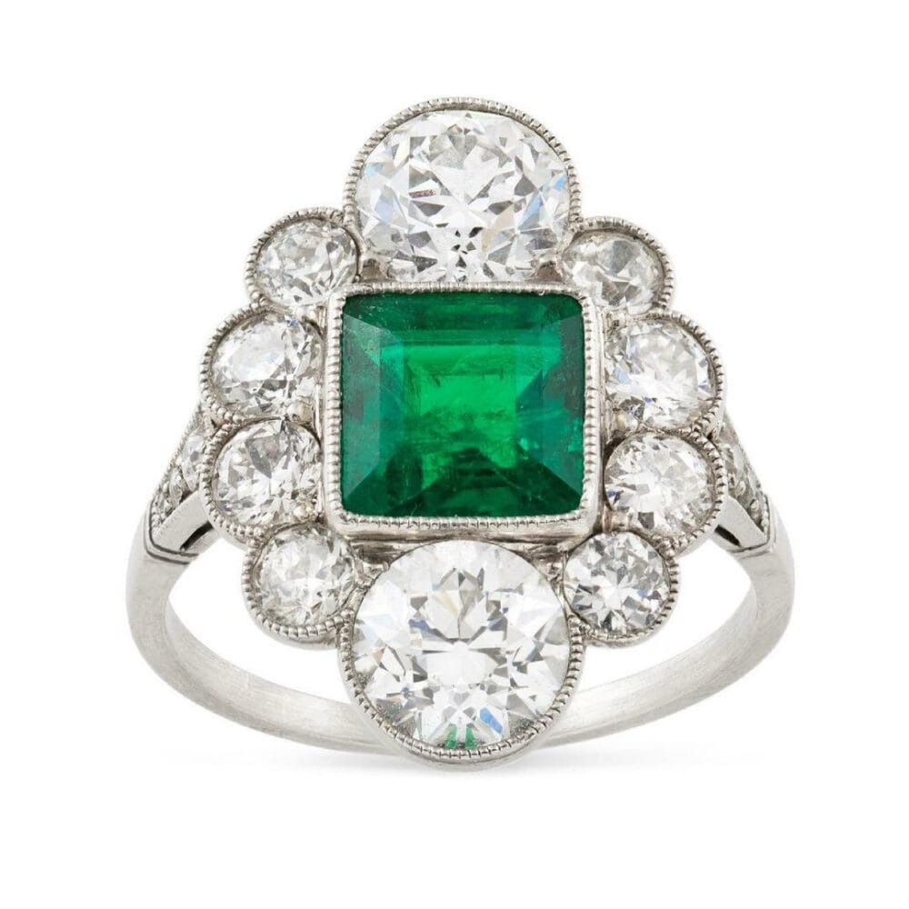 An Art Deco Emerald And Diamond Ring