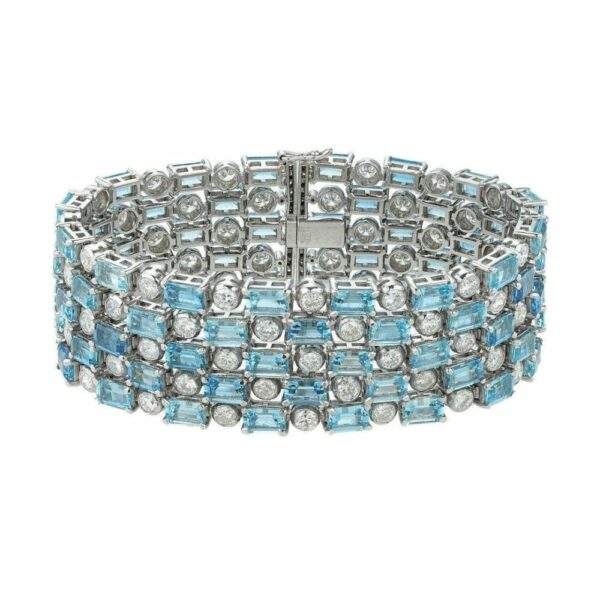 An Aquamarine And Diamond Bracelet