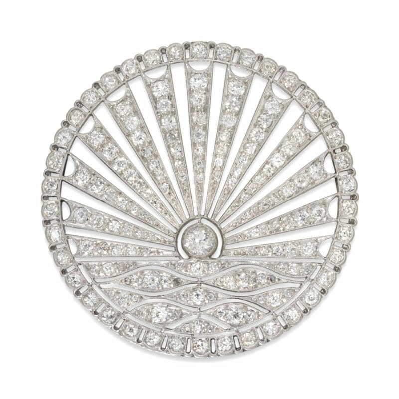 An Art Deco Circular Diamond-set Sunrise Brooch