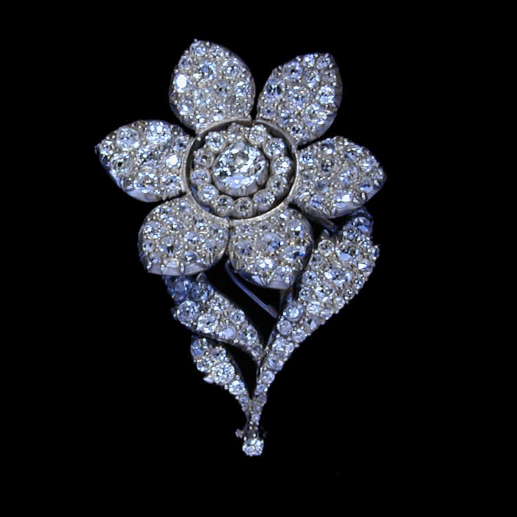 A Victorian Diamond Flower Spray Brooch Mounted En Tremblant