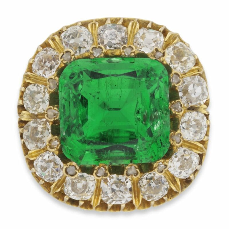 An Emerald And Diamond Cluster Convertable Brooch/clasp