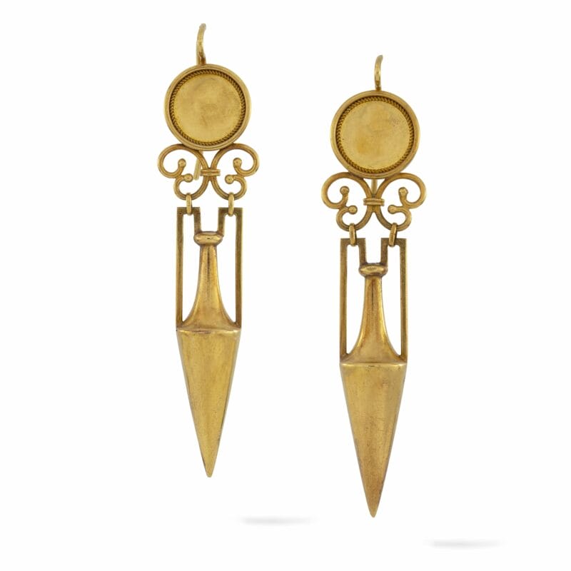 A Pair Of 19th Century Gold Amphora Earrings