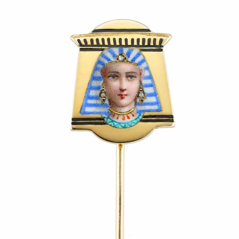An Enamel And Diamond Egyptianesque Stick Pin