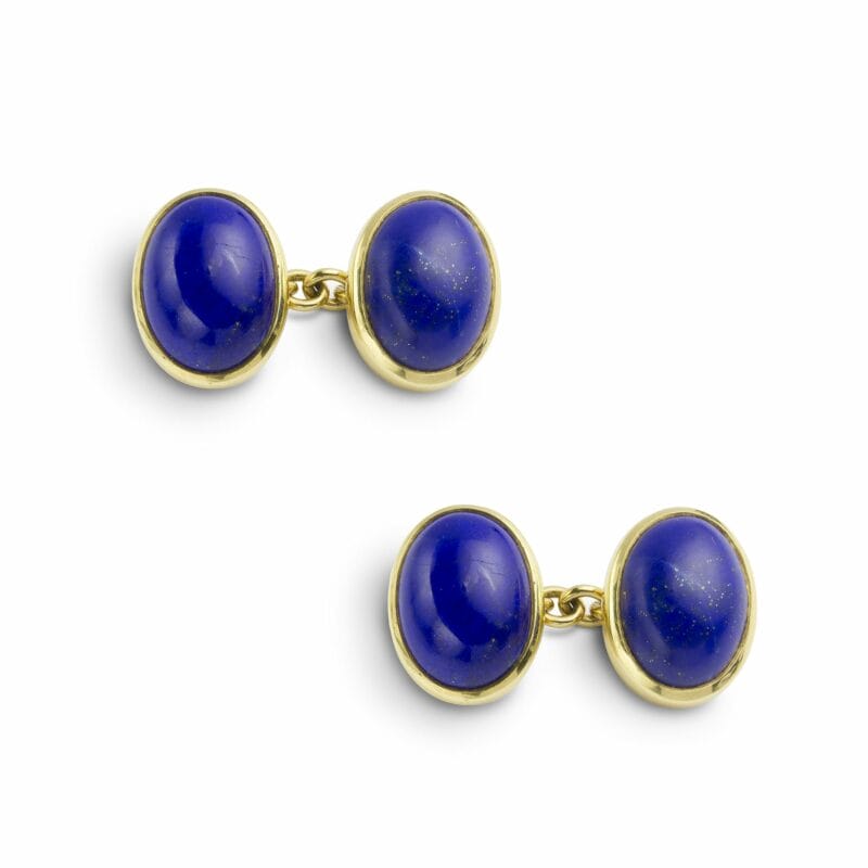 A Pair Of Lapis Lazuli And Yellow Gold Cufflinks