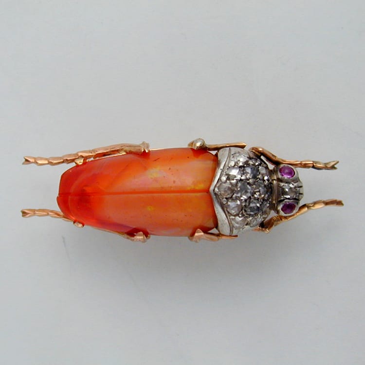 A Late Victorian Fire Opal And Diamond Brooch