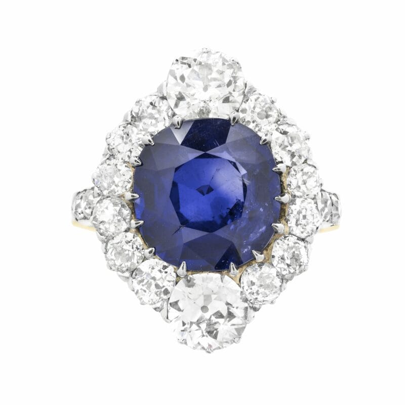 A Burmese Sapphire And Diamond Cluster Ring