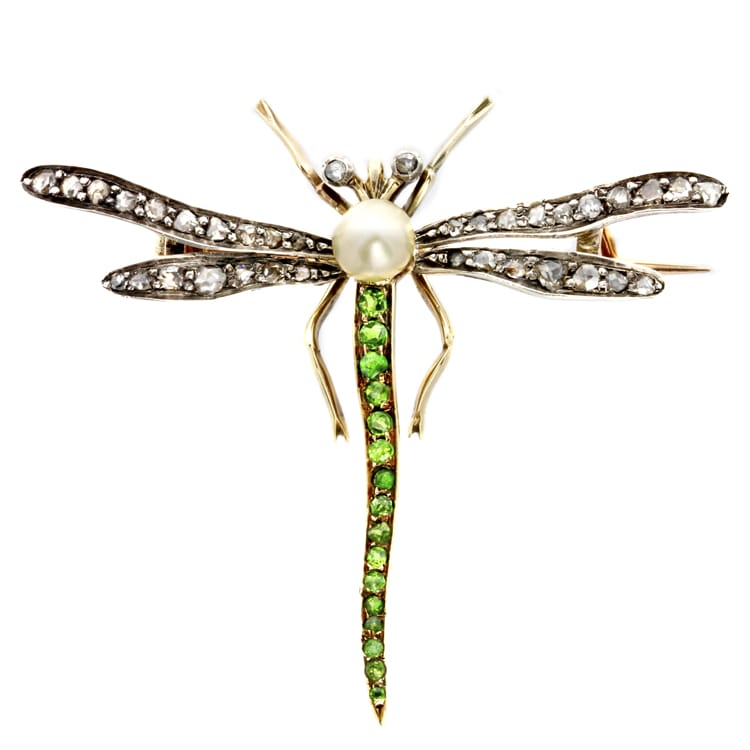 A Victorian Pearl And Gemset Dragonfly Brooch