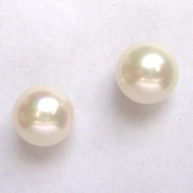 A Pair Of White Bouton Freshwater Cultured Pearl Earrings