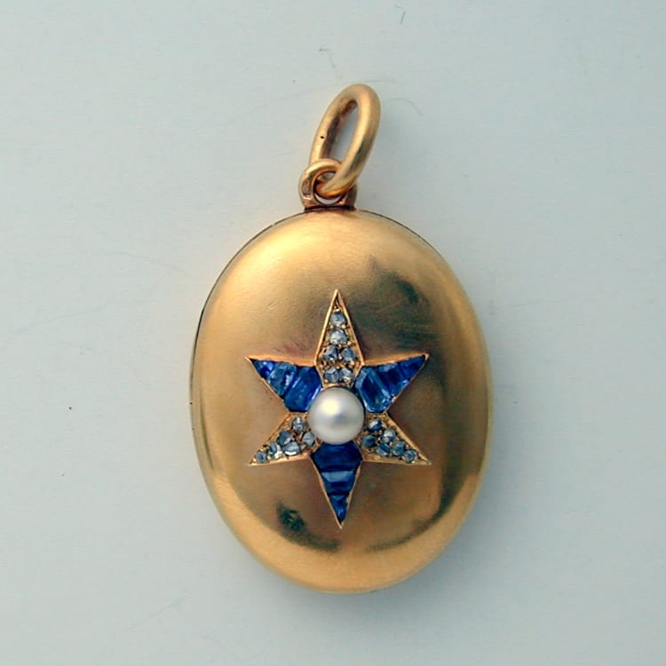 A Victorian Sapphire, Diamond And Pearl Set Locket