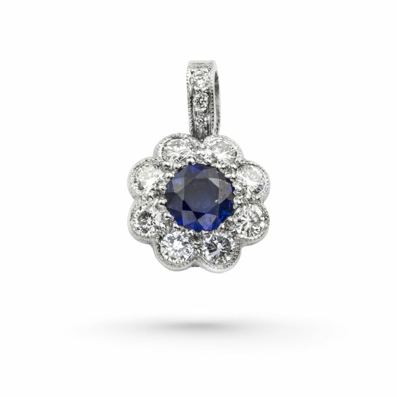 A Sapphire And Diamond Cluster Pendant