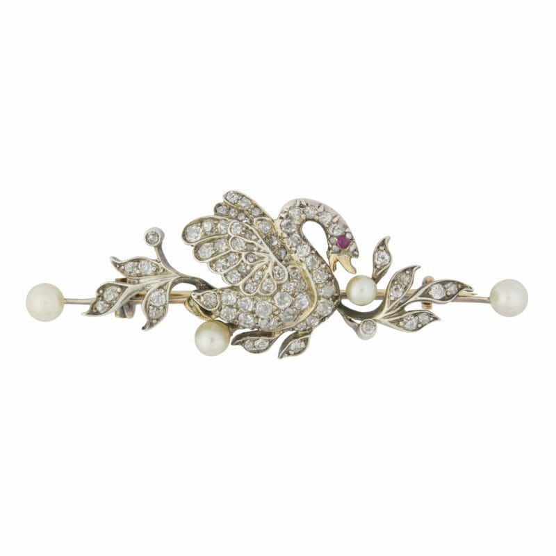 A Late Victorian Diamond And Pearl Brooch