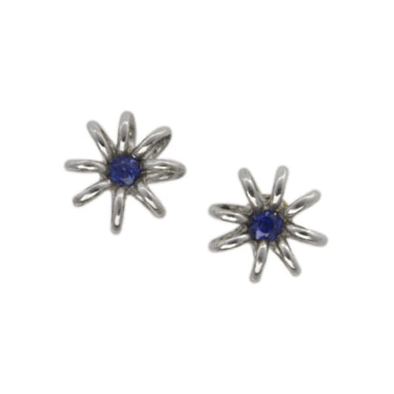 A Pair Of Sapphire Flower Stud Earrings