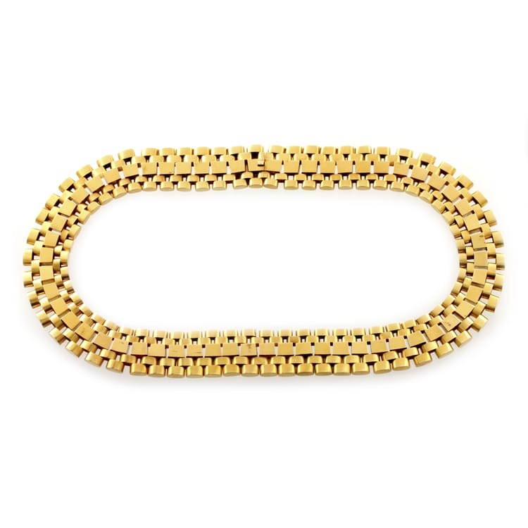 A Yellow Gold Victorian Wide Brick Link Collar Necklace