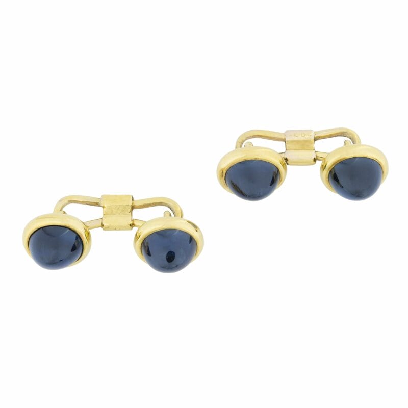 A Pair Of Late Victorian Sapphire And Yellow Gold Cufflinks