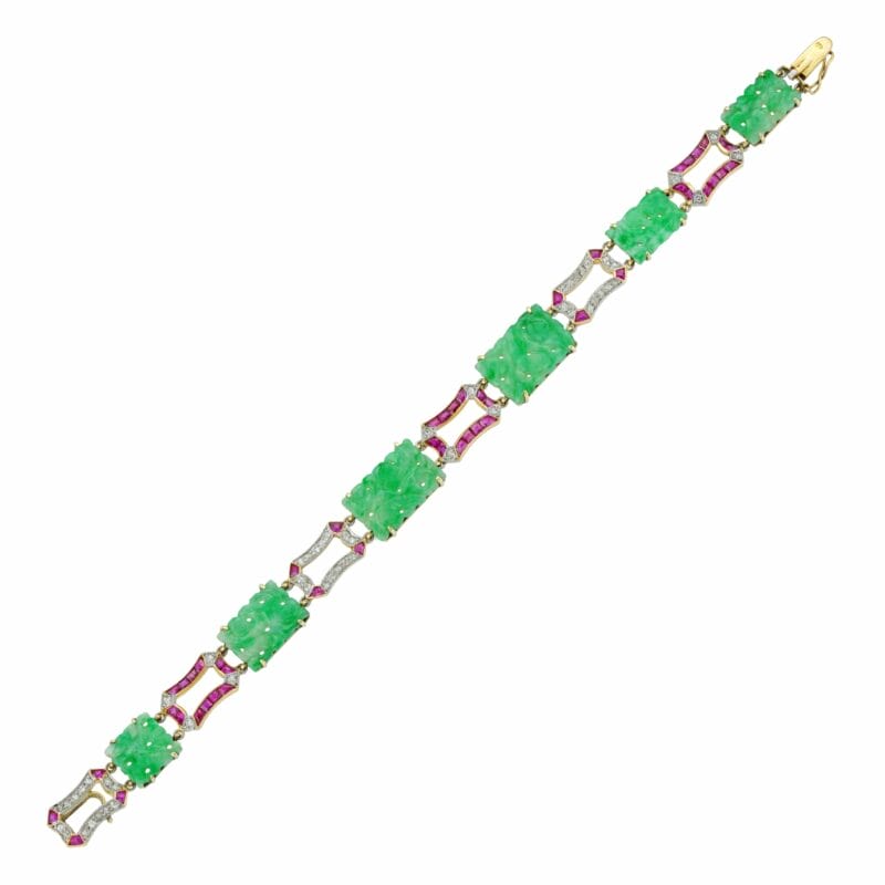 An Art Deco Jade Plaque Bracelet