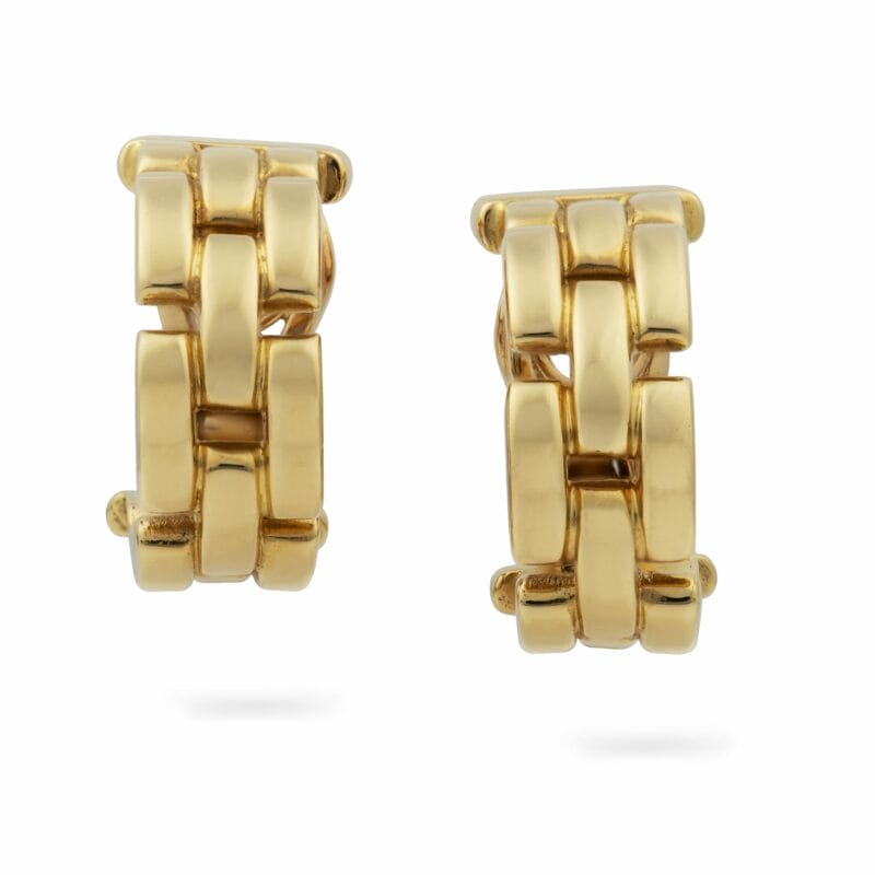 A Pair Of Cartier Maillon Panthere Yellow Gold Hoop Earrings