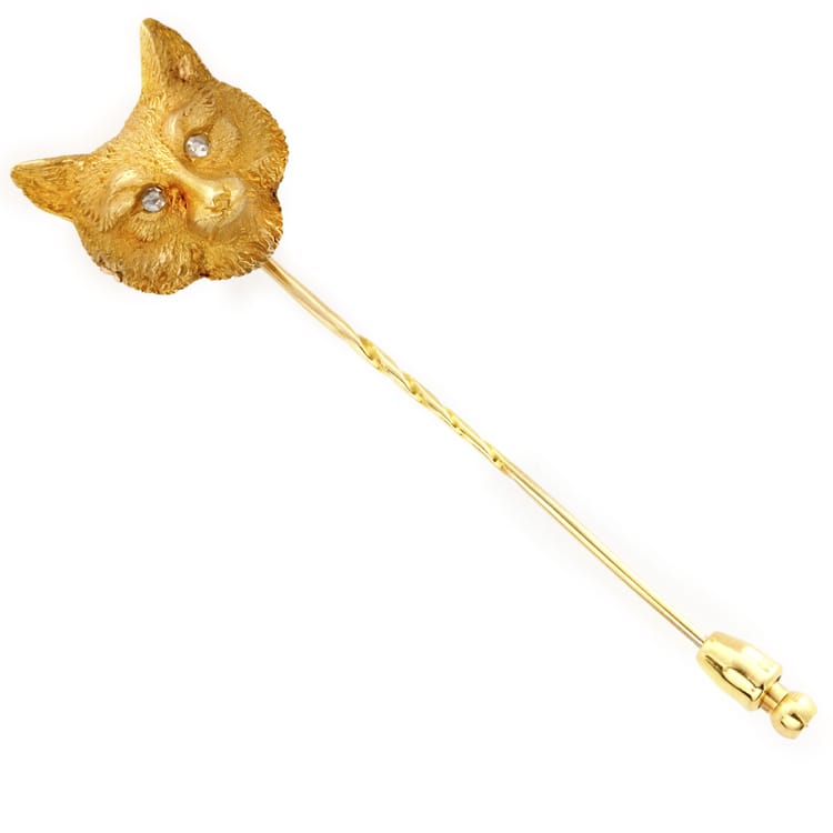 A Late Victorian Yellow Gold Fox Head Stick Pin