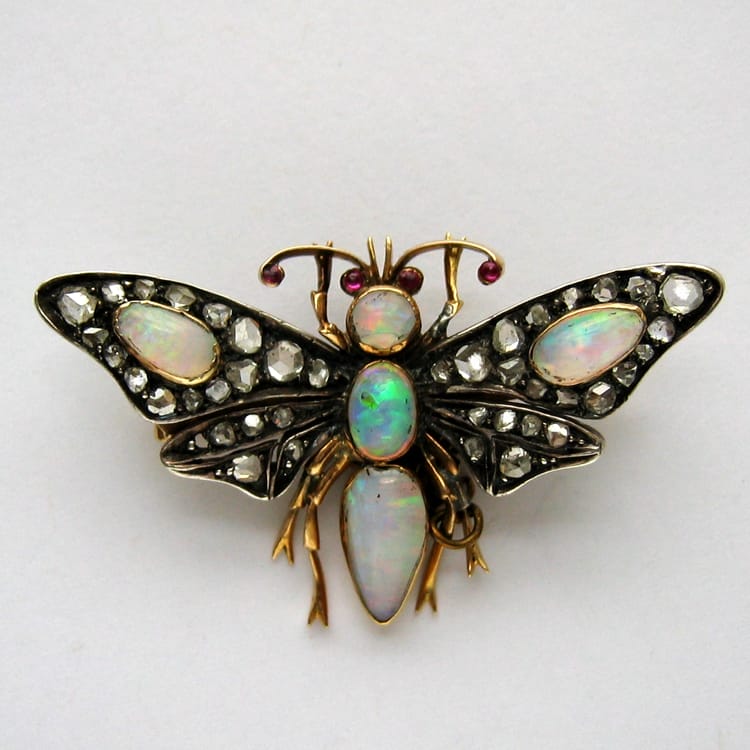 A Victorian Opal And Diamond Butterfly Brooch