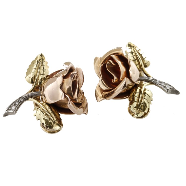 A Pair Of Cartier Rose Earrings