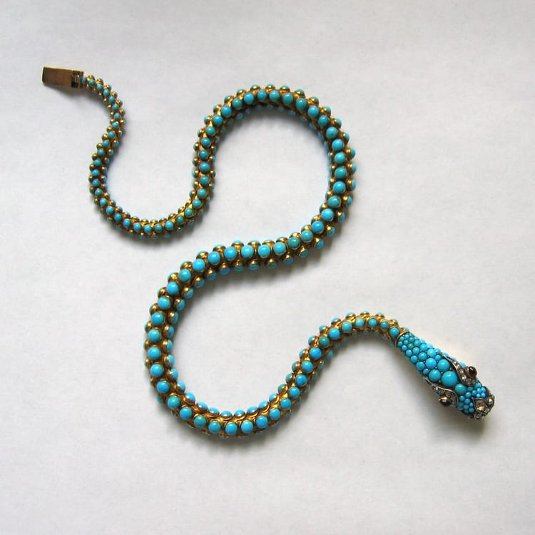 A Fine Early Victorian Turquoise Snake Necklace