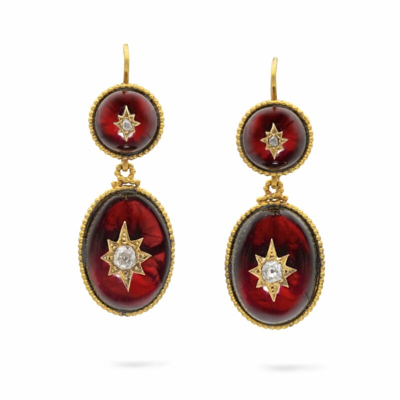 A Pair Of Victorian Garnet And Diamond Drop Earrings