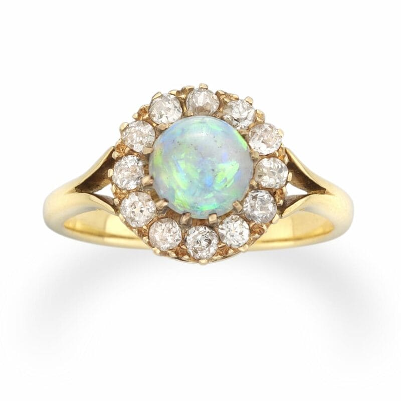 A Late Victorian Opal And Diamond Cluster Ring