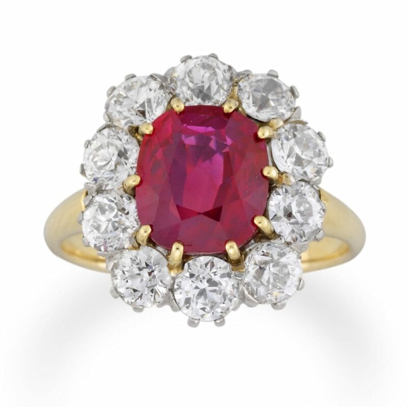 A Mogok Ruby And Diamond Cluster Ring