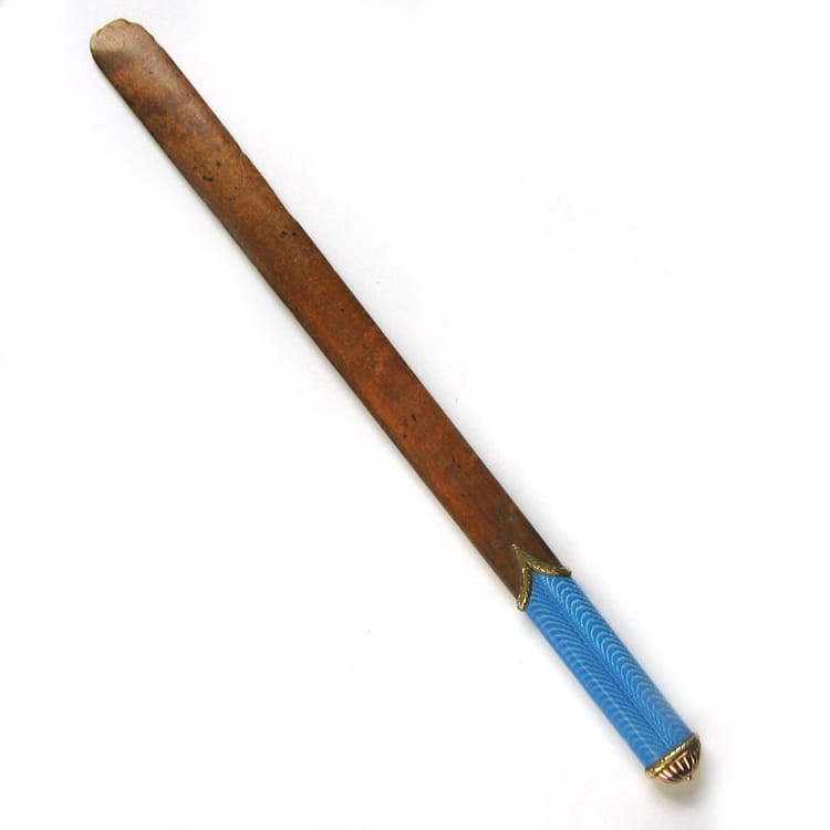 An Important Fabergé Enamel And Wooden Paper Knife