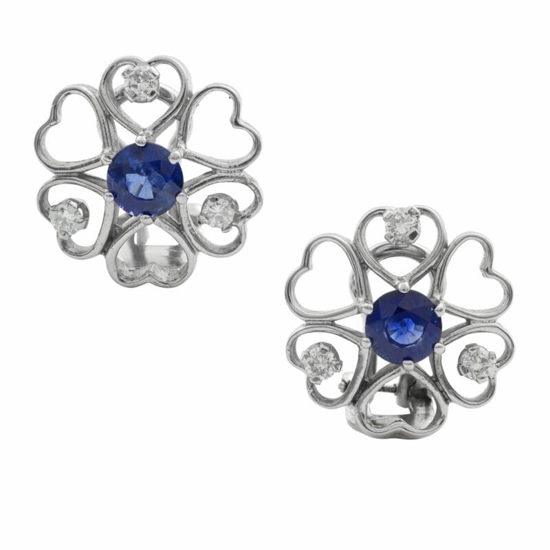 A Pair Of Sapphire And Diamond Clip Earrings