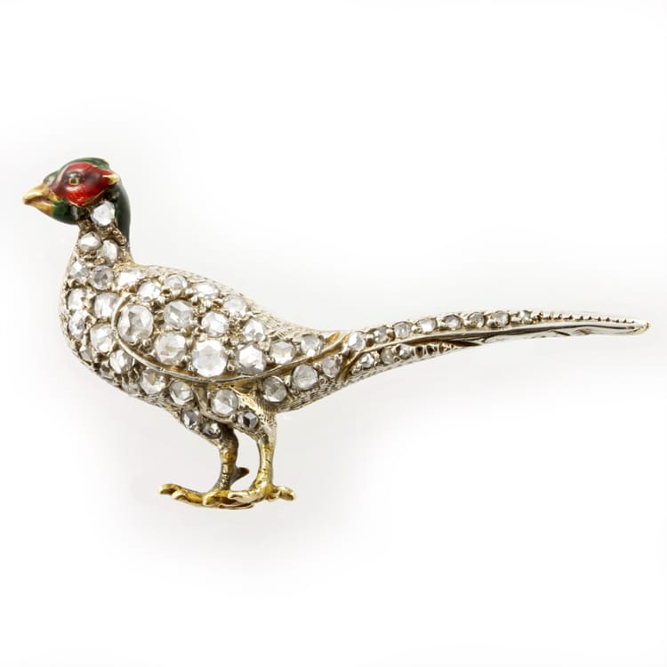 A Late Victorian Diamond-set Pheasant Brooch