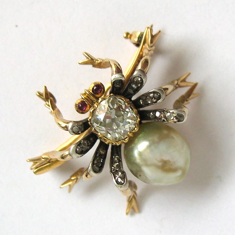 A Late Victorian Pearl And Diamond Spider Brooch