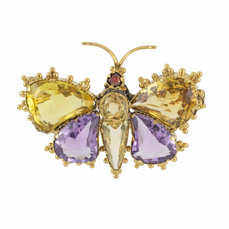 A Regency Yellow Gold And Gemset Butterfly Brooch