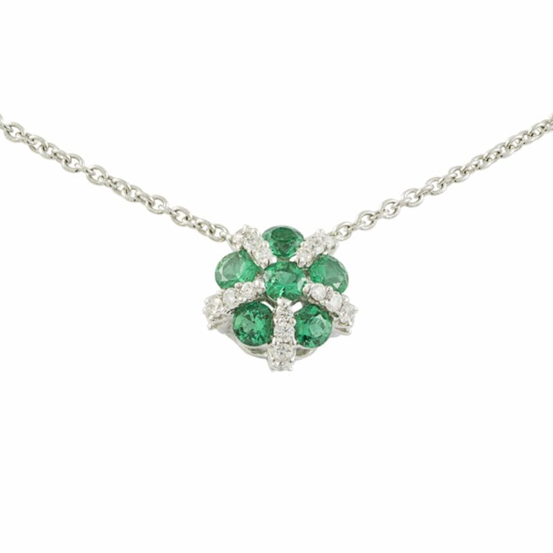 A Domed Emerald And Diamond Pendant