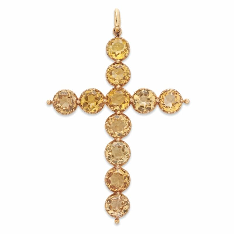 A Georgian Golden Topaz Cross Pendant