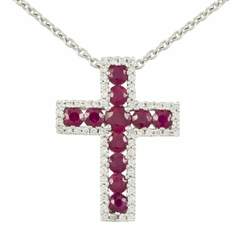 A Ruby And Diamond Cross Pendent