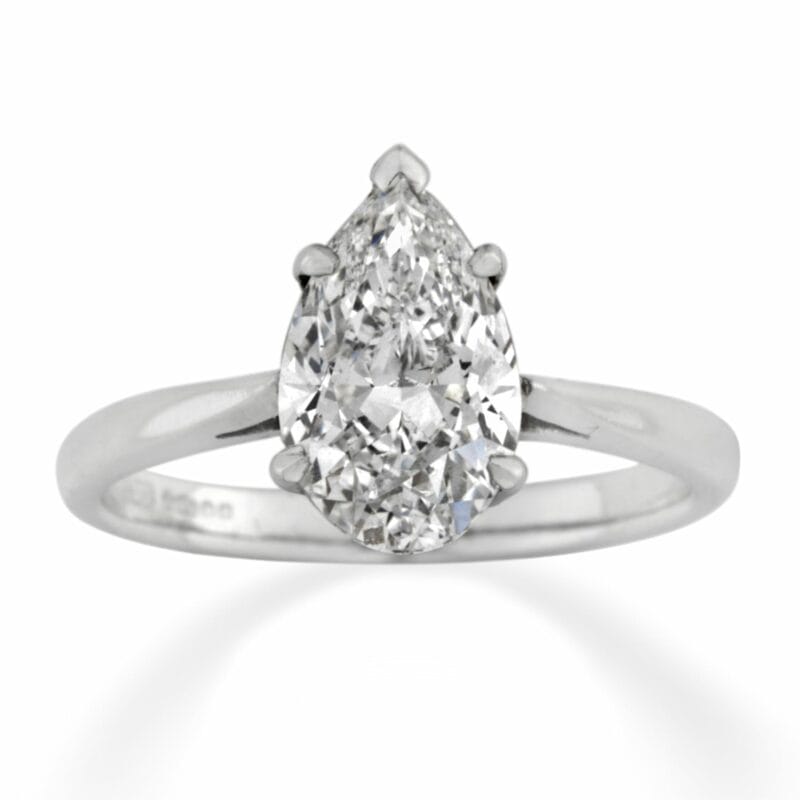 A Single Stone Pear-shaped Solitaire Diamond Ring