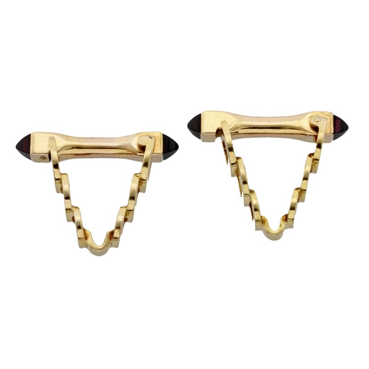 A Pair Of  Art Deco French Gold And Garnet Cufflinks