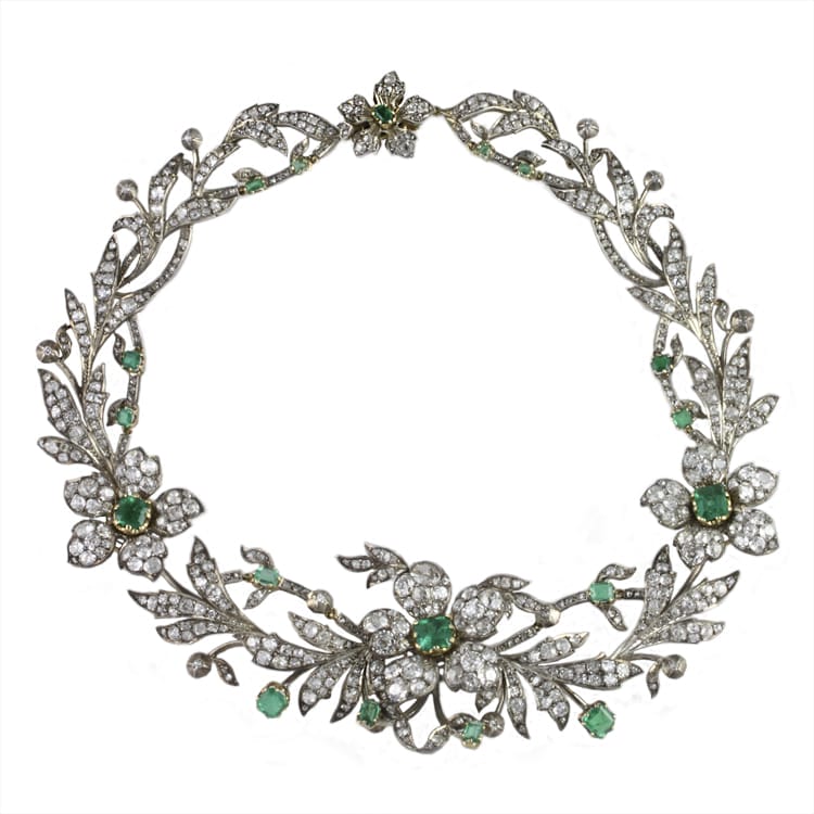 A Victorian Emerald And Diamond Necklace