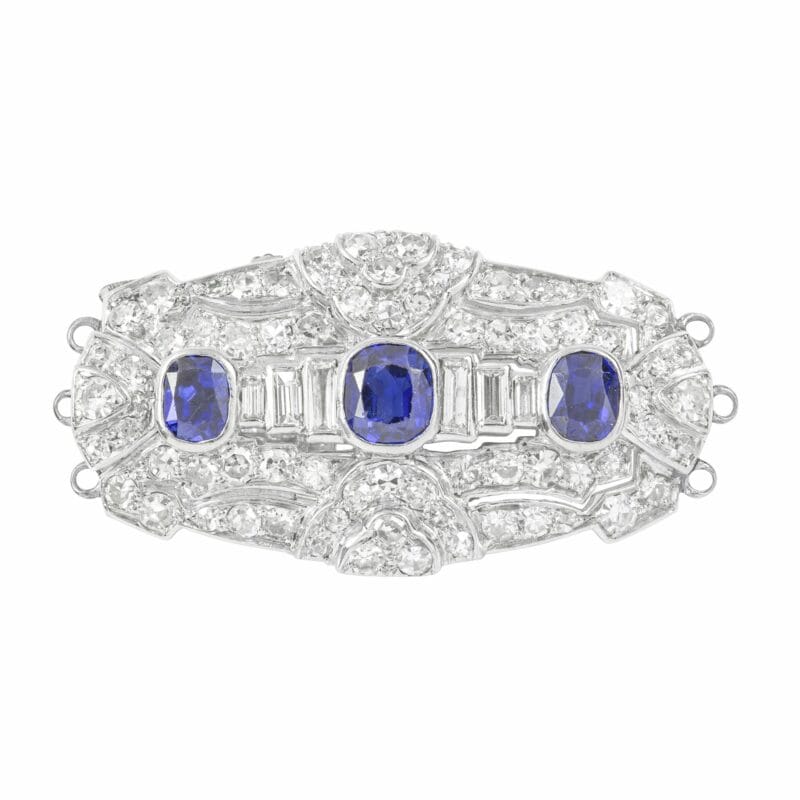 An Art Deco Sapphire And Diamond Clasp