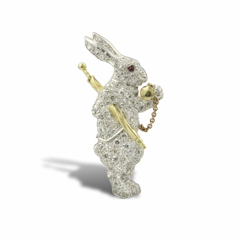 A Diamond-set White Rabbit Brooch