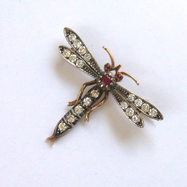 A Ruby And Diamond Dragonfly Brooch