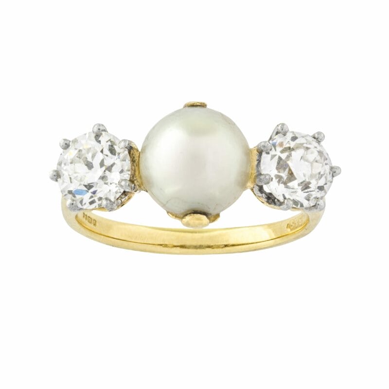 A Late Victorian Natural Pearl And Diamond Ring