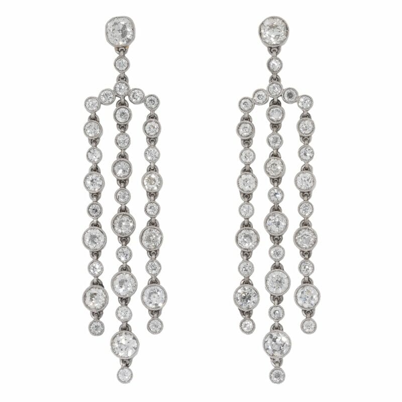 A Pair Of Diamond Tassle Drop Earrings