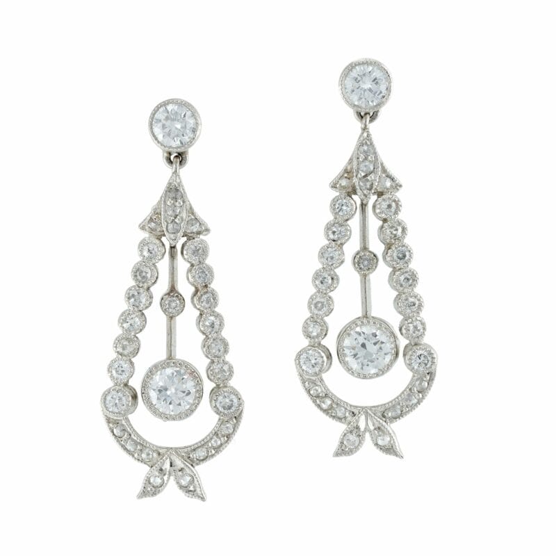 A Pair Of Diamond-set Drop Earrings