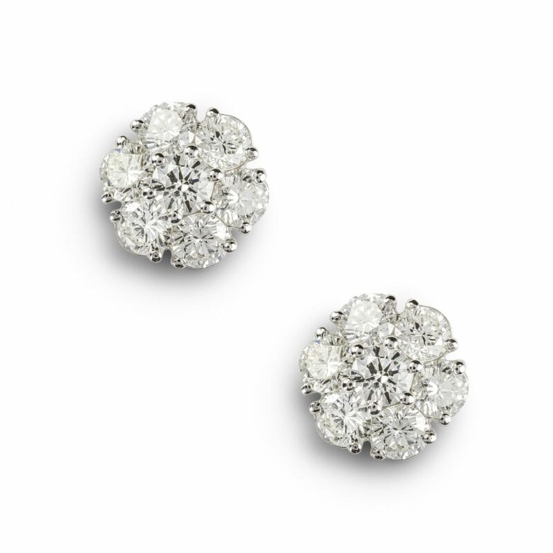 A Pair Of Diamond Cluster Stud Earrings
