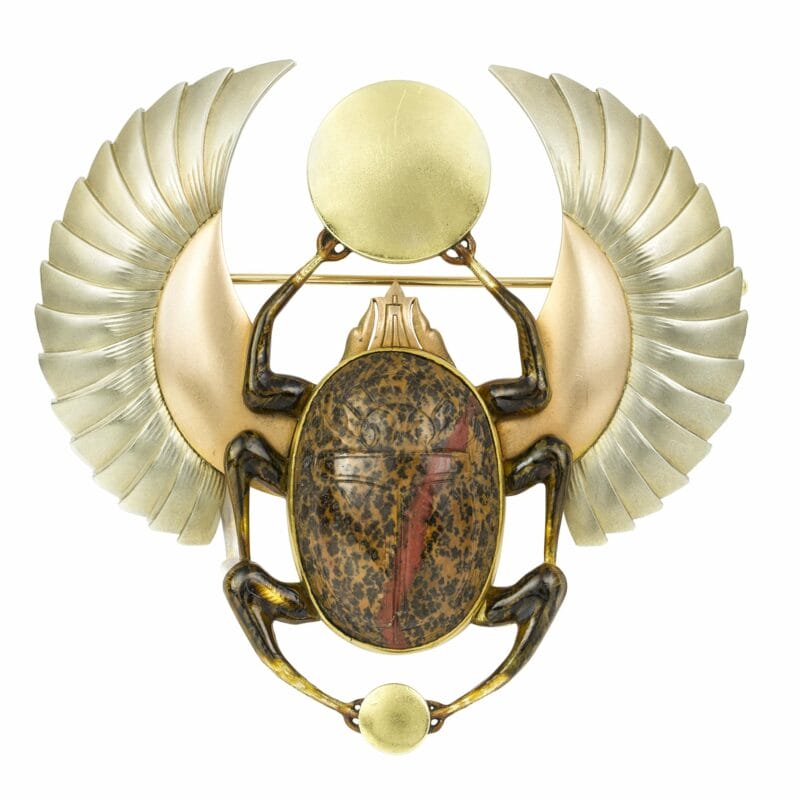 A European Egyptian Revival Art Deco Beetle Brooch