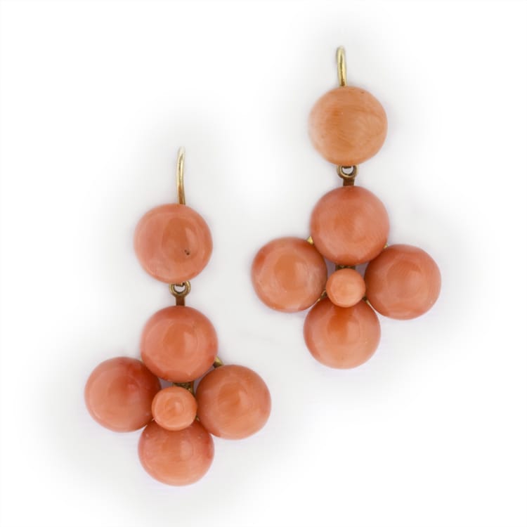 A Pair Of Victorian Coral Drop Earrings