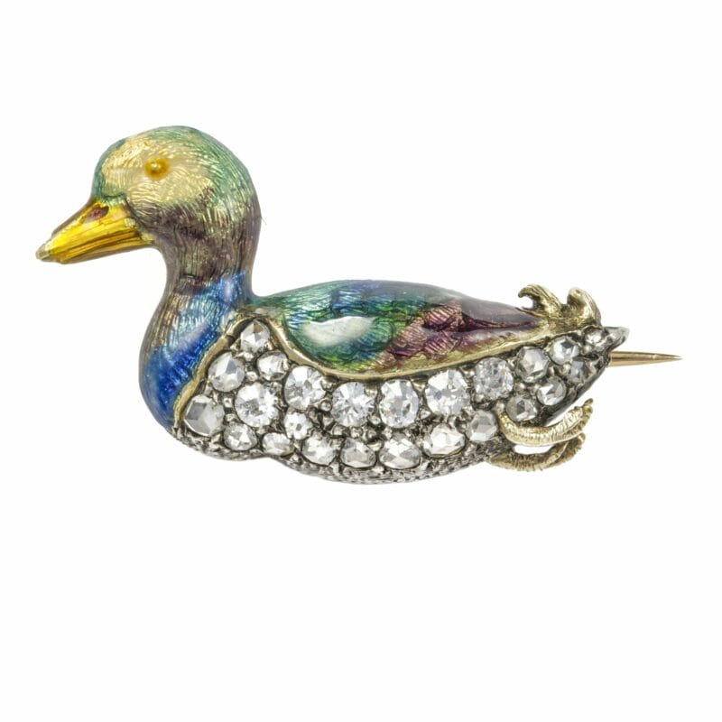An Enamel And Diamond-set Duck Brooch